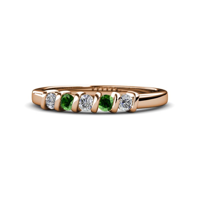 Talia Green Garnet and Diamond Wedding Band 