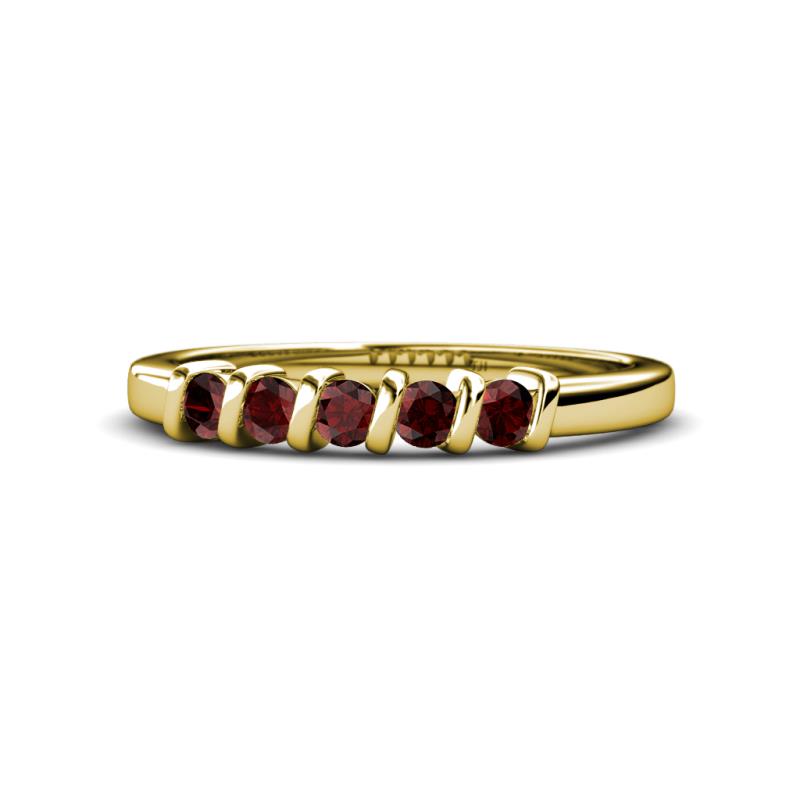 Talia Red Garnet Wedding Band 