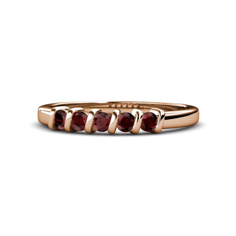 Talia Red Garnet Wedding Band 