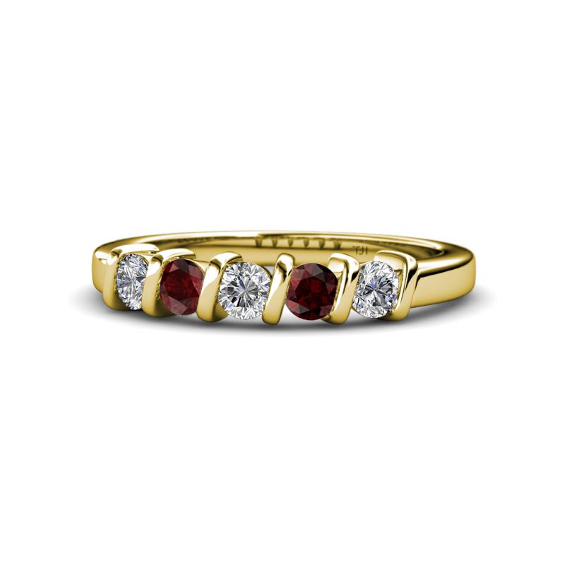 Talia Red Garnet and Diamond Wedding Band 