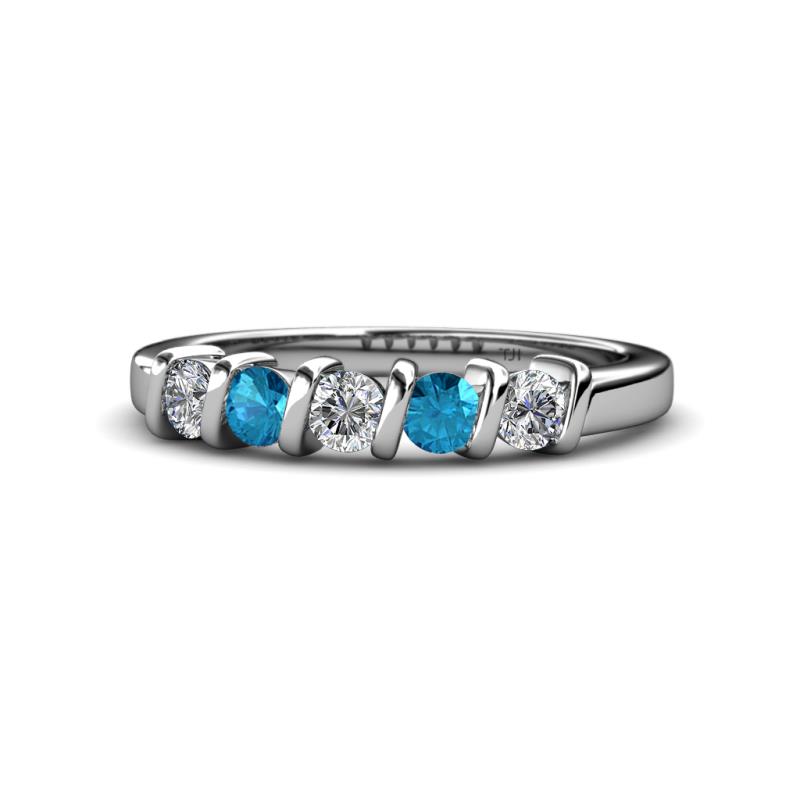 Talia London Blue Topaz and Diamond Wedding Band 