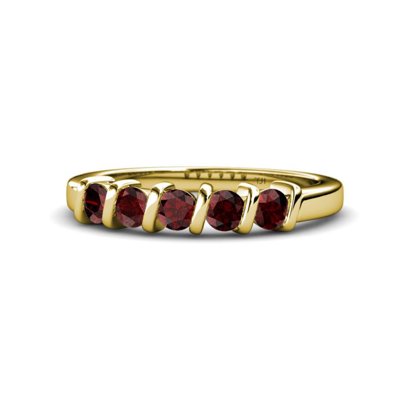 Talia Red Garnet Wedding Band 
