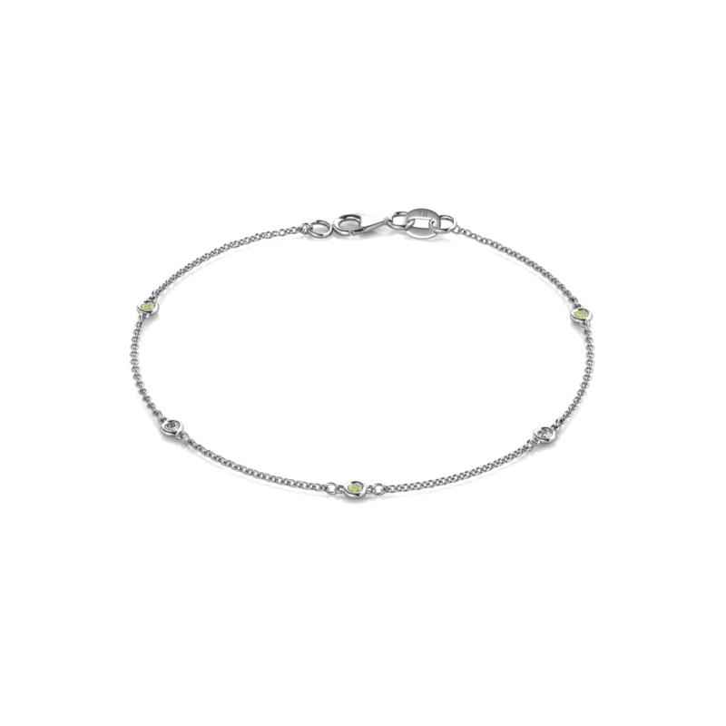 Aizza (5 Stn/2.00 mm) Peridot and Lab Grown Diamond Petite Station Bracelet 