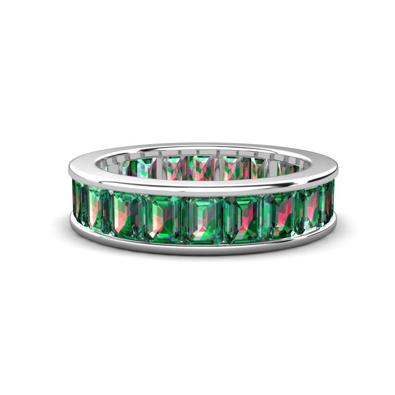 Aira 4.62 ctw Emerald Shape Created Alexandrite Women Stackable Eternity Band 