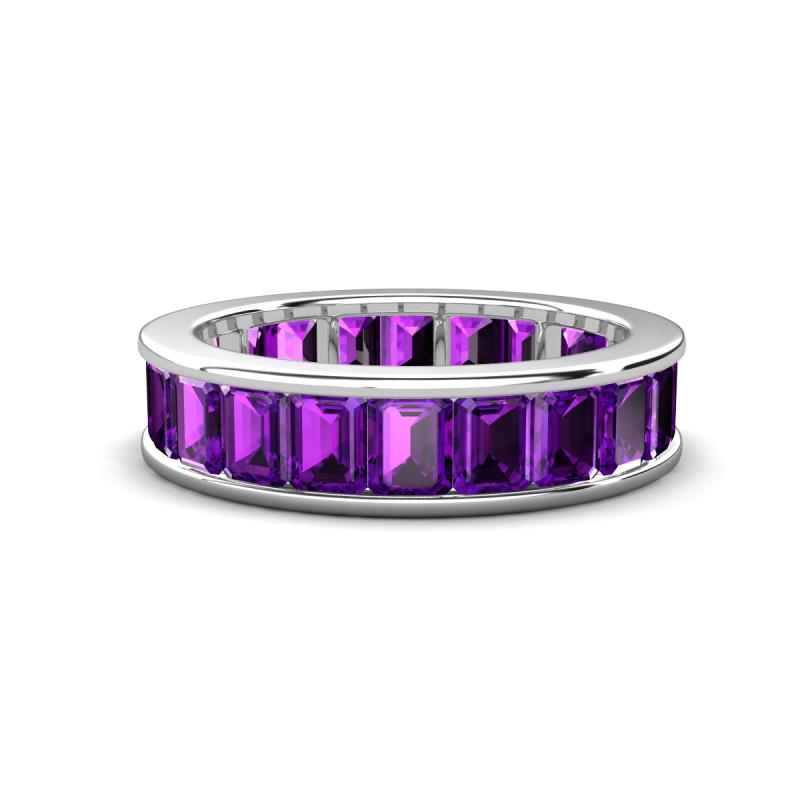Aira 5.25 ctw Emerald Shape Amethyst Women Stackable Eternity Band 