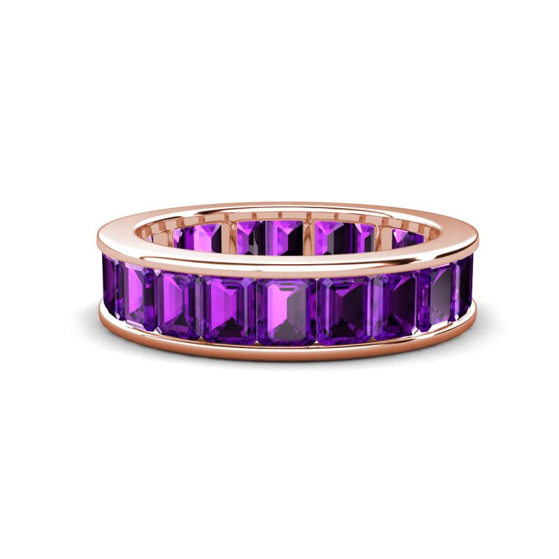 Aira 5.25 ctw Emerald Shape Amethyst Women Stackable Eternity Band 