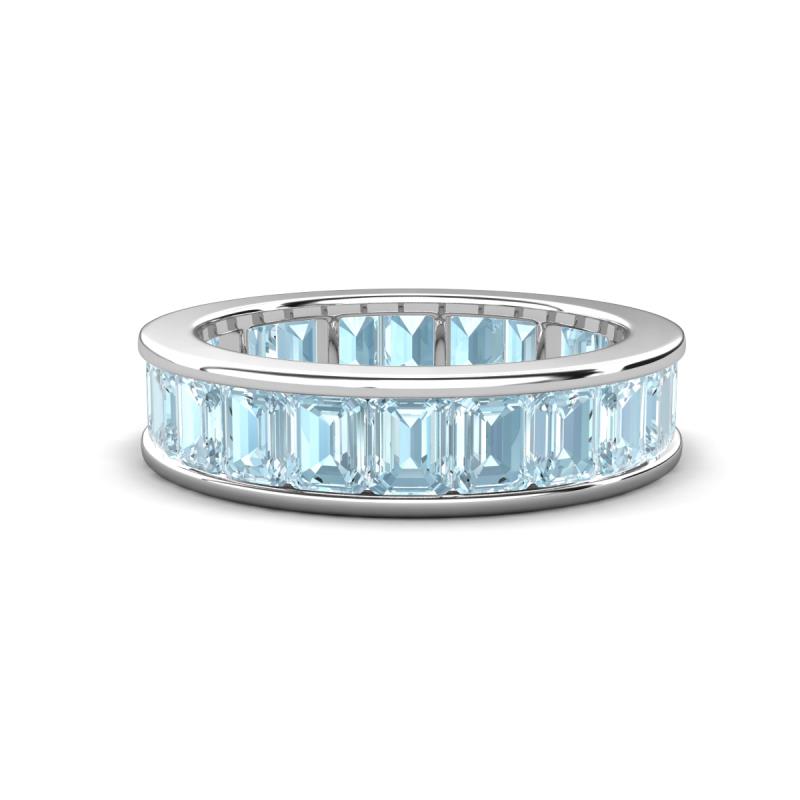 Aira 4.62 ctw Emerald Shape Aquamarine Women Stackable Eternity Band 