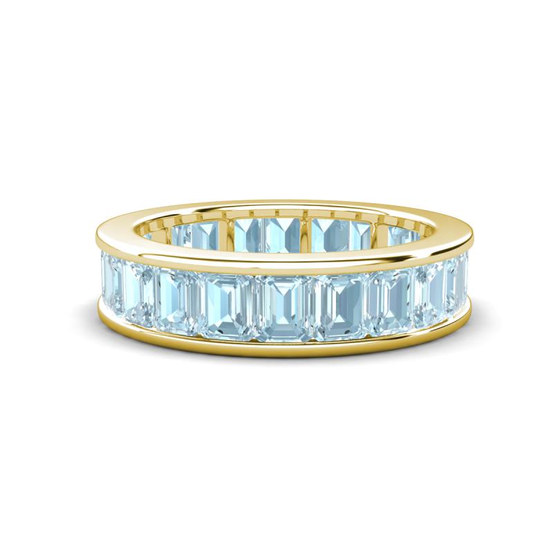 Aira 4.62 ctw Emerald Shape Aquamarine Women Stackable Eternity Band 