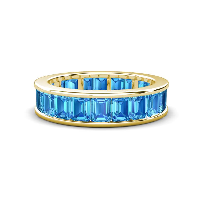 Aira 5.25 ctw Emerald Shape Blue Topaz Women Stackable Eternity Band 