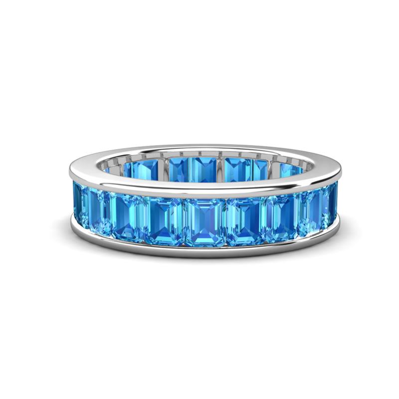 Aira 5.25 ctw Emerald Shape Blue Topaz Women Stackable Eternity Band 