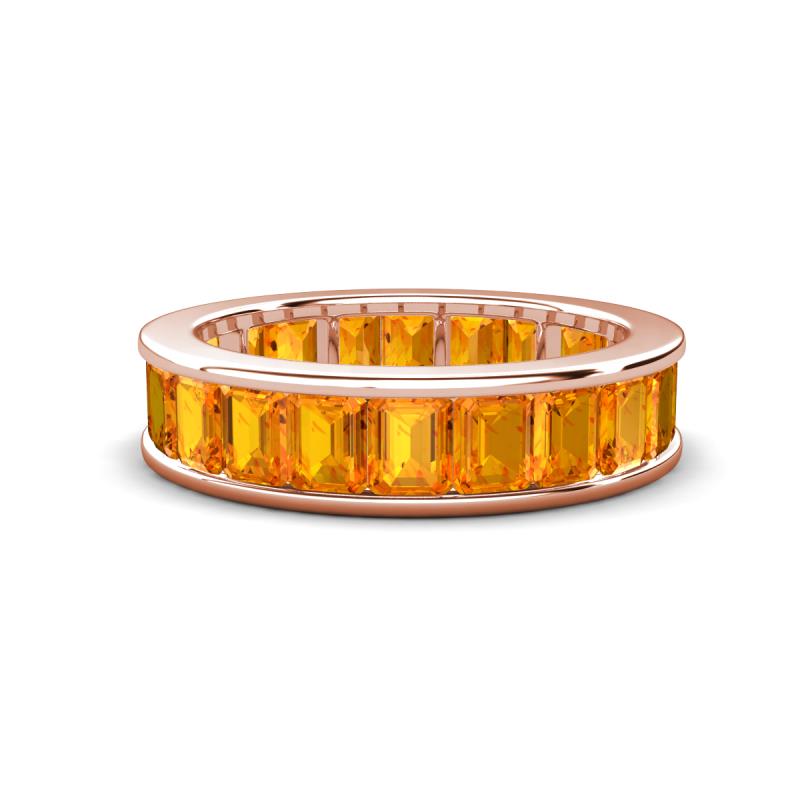Aira 5.25 ctw Emerald Shape Citrine Women Stackable Eternity Band 