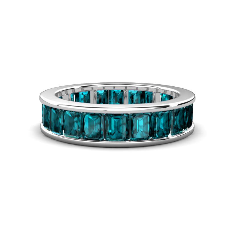 Aira 5.25 ctw Emerald Shape London Blue Topaz Women Stackable Eternity Band 