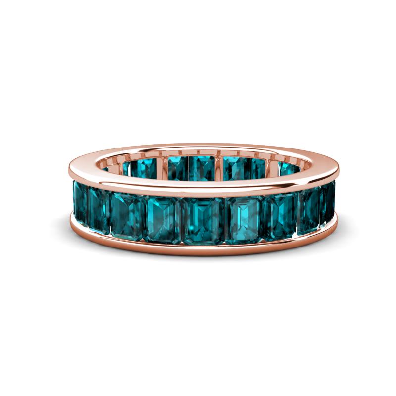 Aira 5.25 ctw Emerald Shape London Blue Topaz Women Stackable Eternity Band 