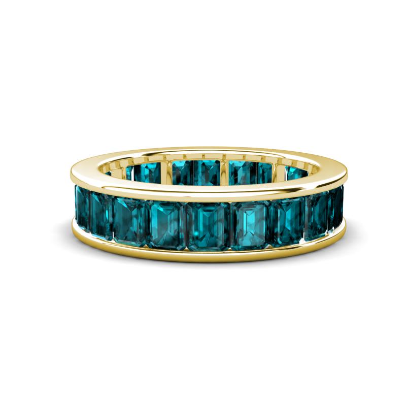 Aira 5.25 ctw Emerald Shape London Blue Topaz Women Stackable Eternity Band 