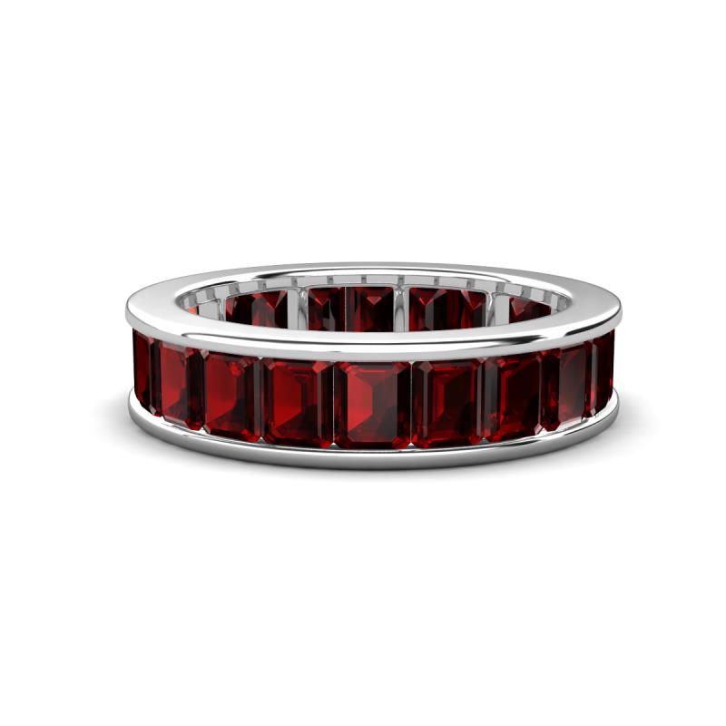 Aira 5.25 ctw Emerald Shape Red Garnet Women Stackable Eternity Band 