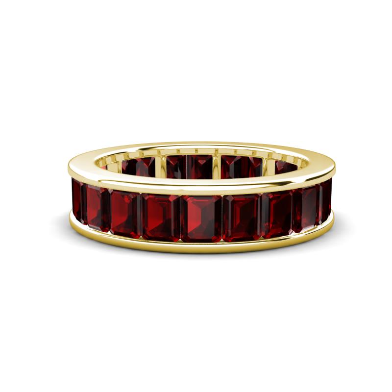 Aira 5.25 ctw Emerald Shape Red Garnet Women Stackable Eternity Band 