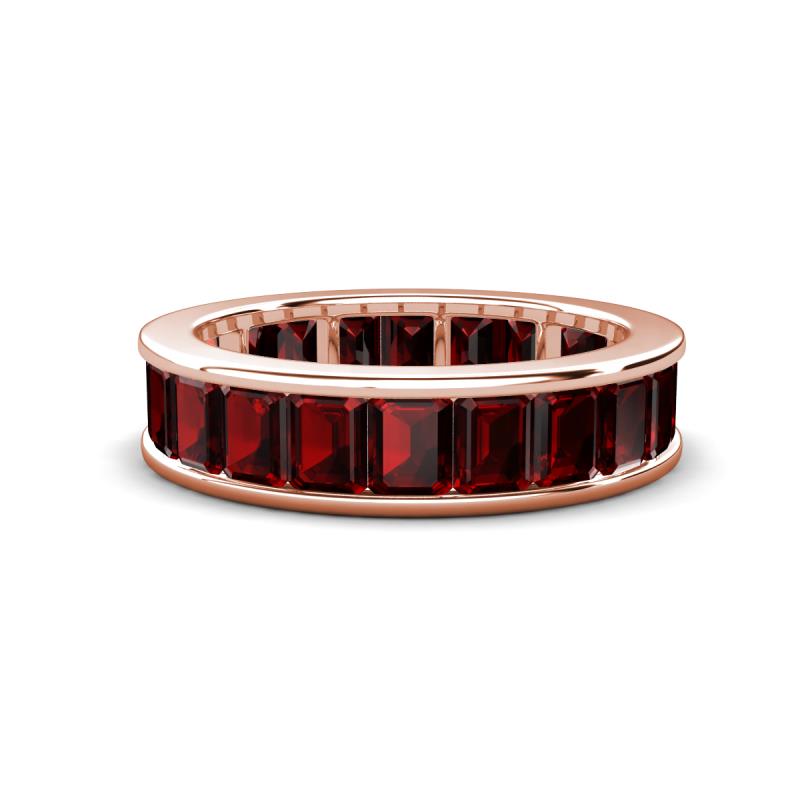 Aira 5.25 ctw Emerald Shape Red Garnet Women Stackable Eternity Band 