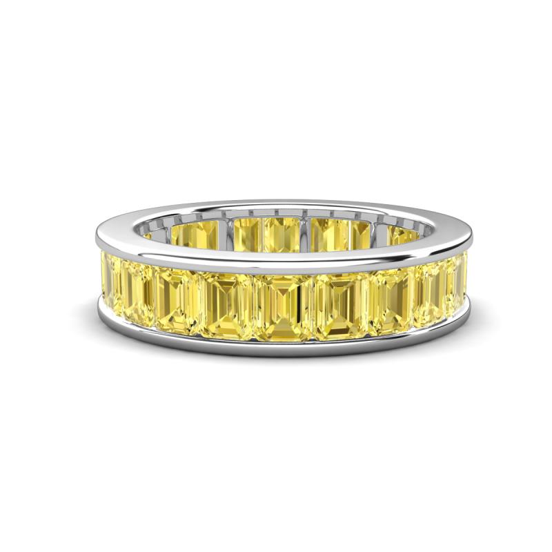Aira 5.25 ctw Emerald Shape Created Yellow Sapphire Women Stackable Eternity Band 