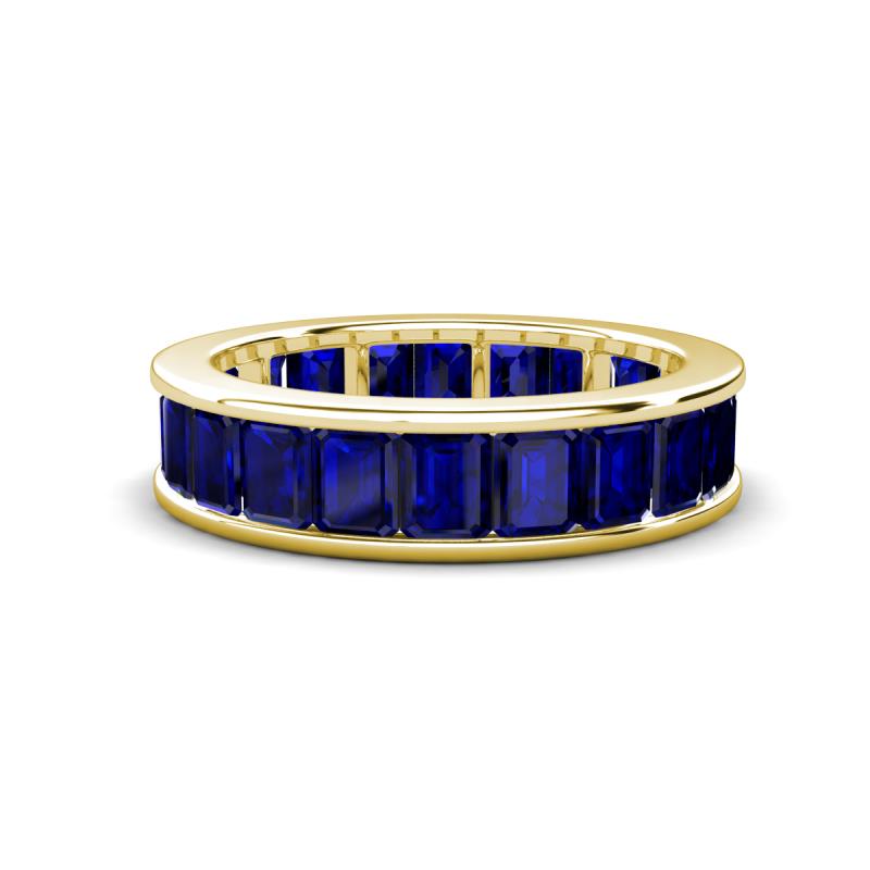 Aira 5.25 ctw Emerald Shape Created Blue Sapphire Women Stackable Eternity Band 