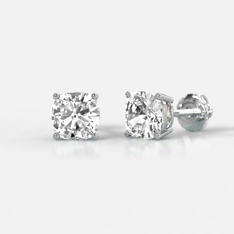 Alina Cushion Shape Lab Grown Diamond Four Prongs Solitaire Stud Earings  