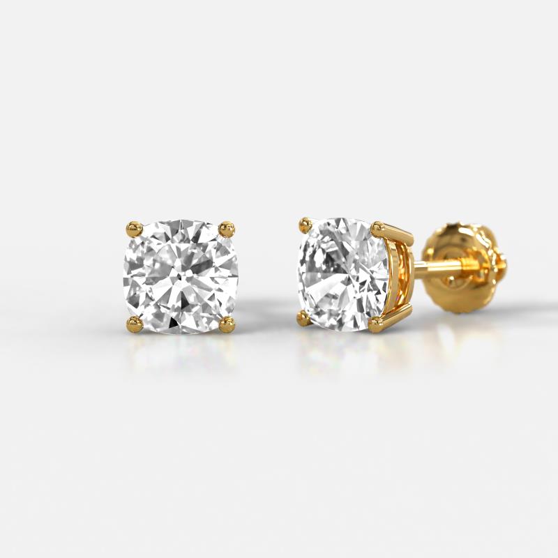 Alina Cushion Shape Lab Grown Diamond Four Prongs Solitaire Stud Earings  