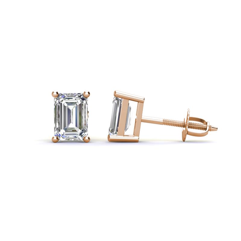 Alina IGI Certified Emerald Cut Lab Grown Diamond Solitaire Stud Earrings 