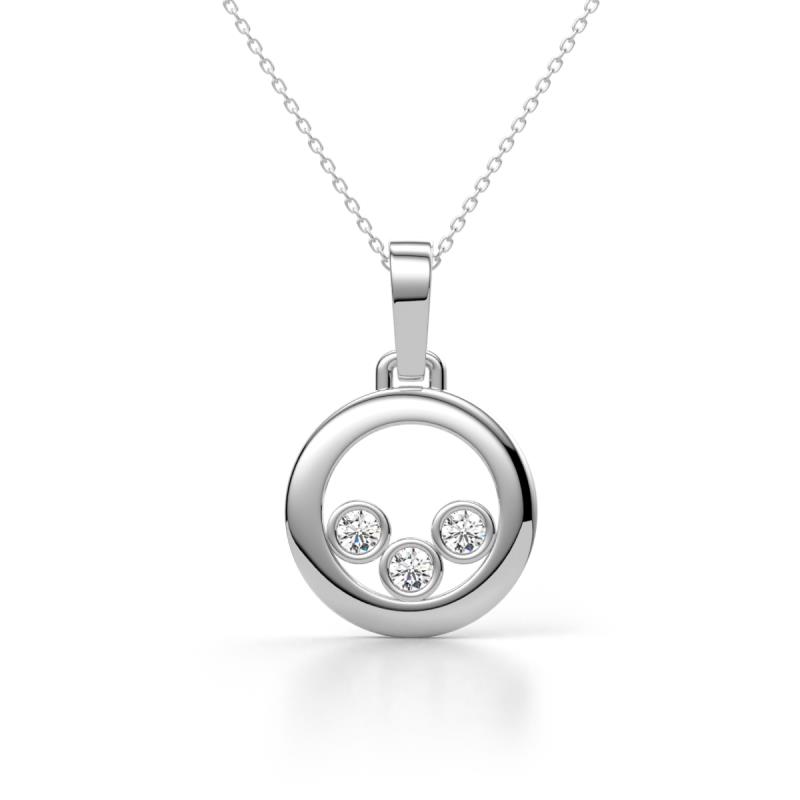 Oriya Lab Grown Diamond Open Circle Women Three Stone Pendant Necklace 