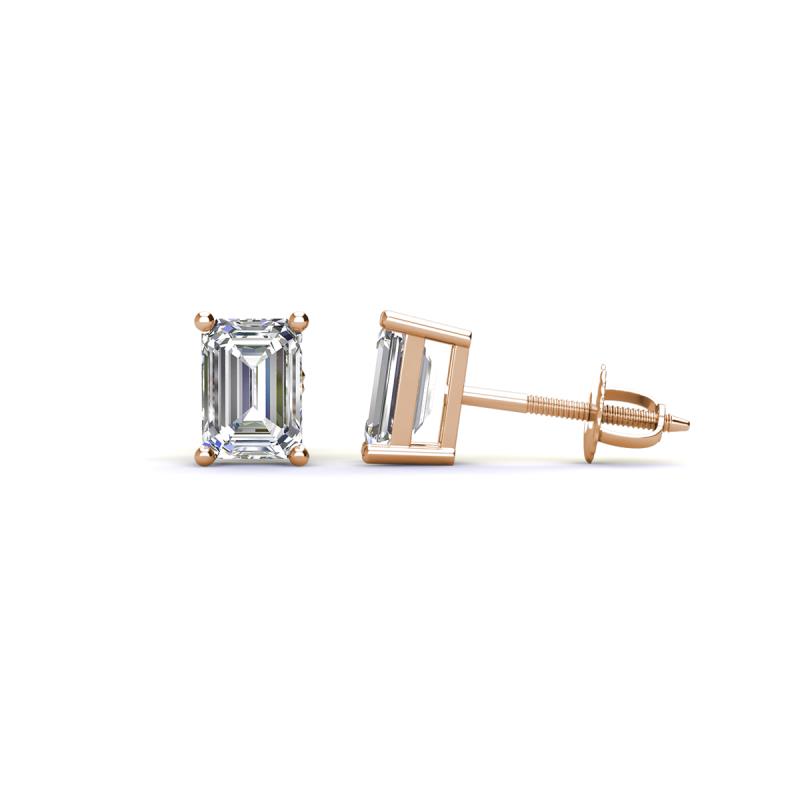 Alina 0.50 ctw Emerald Cut Lab Grown Diamond Four Prongs Solitaire Stud Earrings 