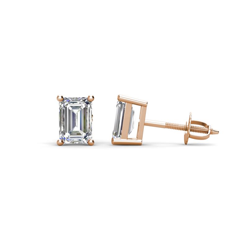 Alina 0.75 ctw Emerald Cut Lab Grown Diamond Four Prongs Solitaire Stud Earrings 