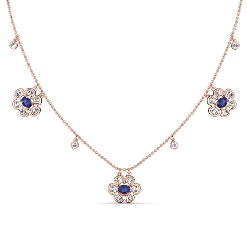 Viana Fine Unseen 1.15 ctw Oval Shape Iolite accented Baguette & Rose Cut Natural Diamond Floral Necklace 