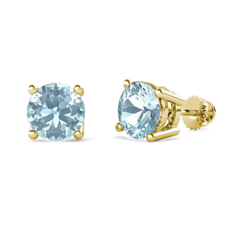 Alina Aquamarine (6.50 mm) Solitaire Stud Earrings 