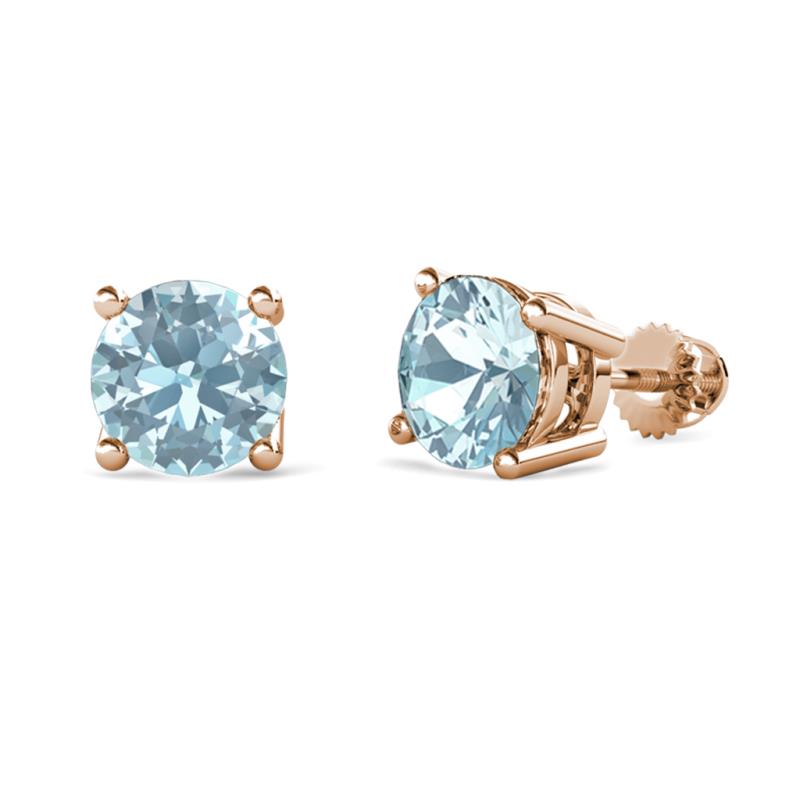Alina Aquamarine (6.50 mm) Solitaire Stud Earrings 