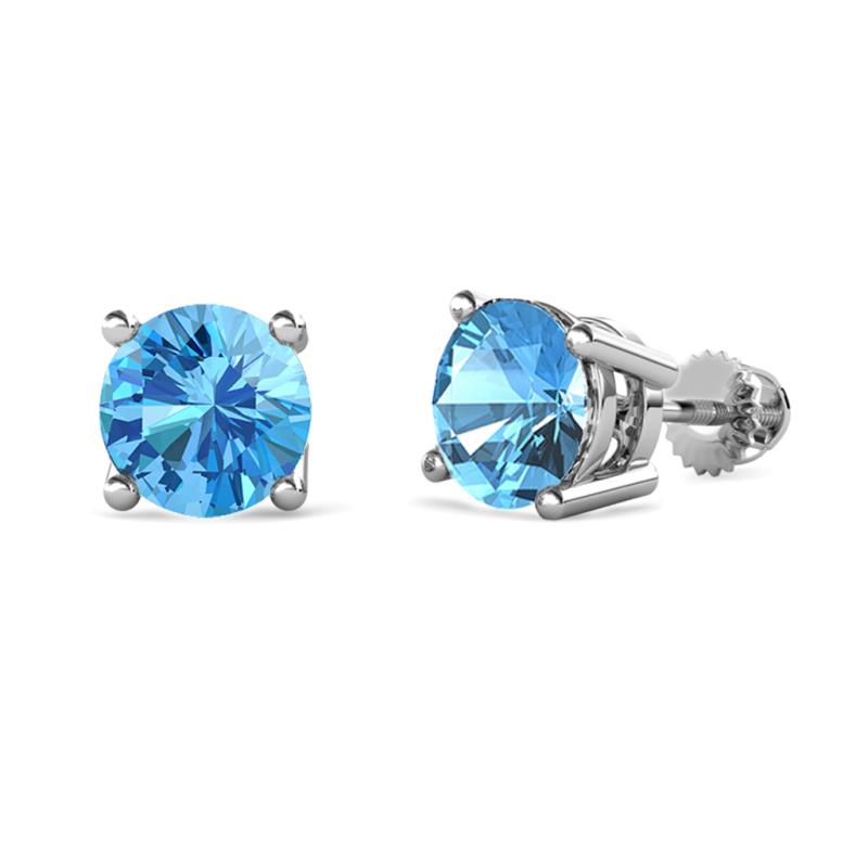 Alina Blue Topaz (6.50 mm) Solitaire Stud Earrings 