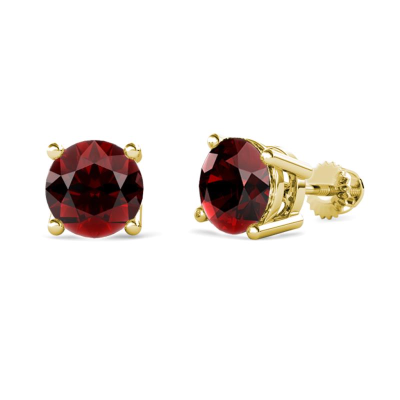 Alina Red Garnet (6.50 mm) Solitaire Stud Earrings 
