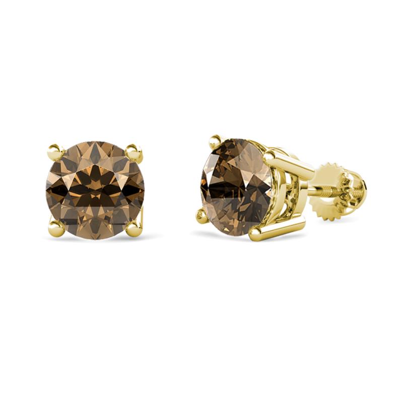 Alina Smoky Quartz (6.50 mm) Solitaire Stud Earrings 