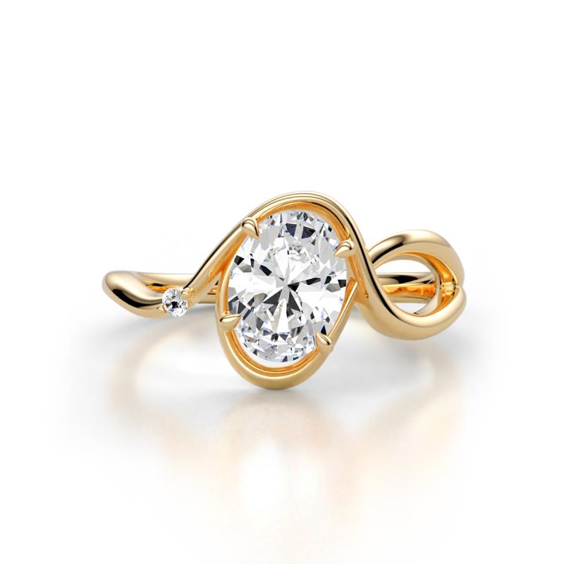 Lioren 1.52 ctw IGI Certified Oval Shape Lab Grown Diamond (9.5 x 6.5 mm) accented Round Lab Grown Diamond Split Shank Women Wave Solitaire Plus Engagement Ring 