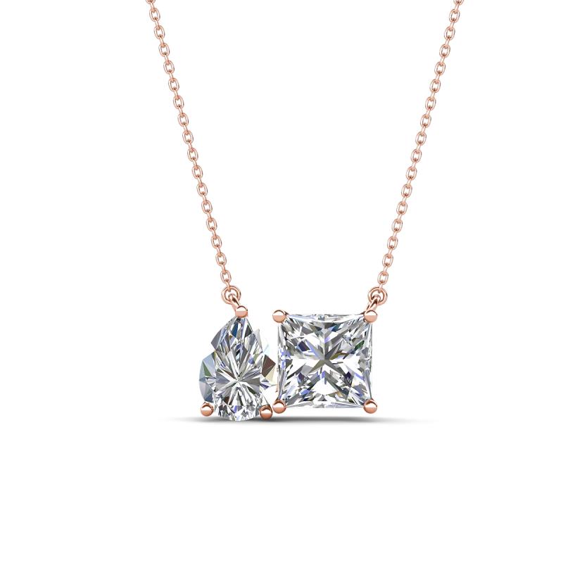 Zara 2.00 ctw IGI Certified Pear and Princess Shape Lab Grown Diamond Toi Et Moi Women Pendant Necklace 