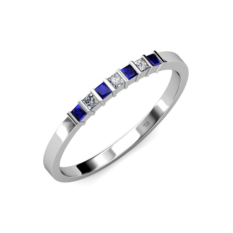 Abila Blue Sapphire and Diamond Wedding Band 