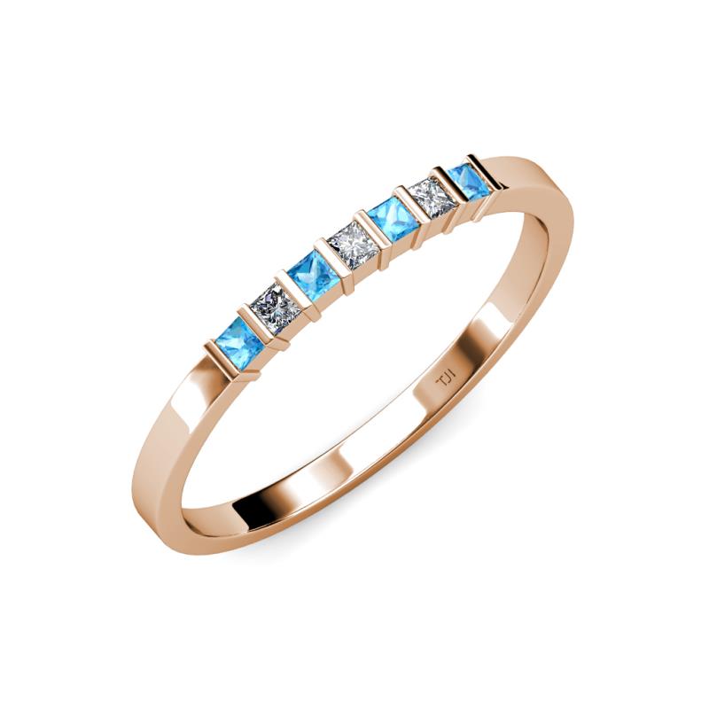Abila Blue Topaz and Diamond Wedding Band 