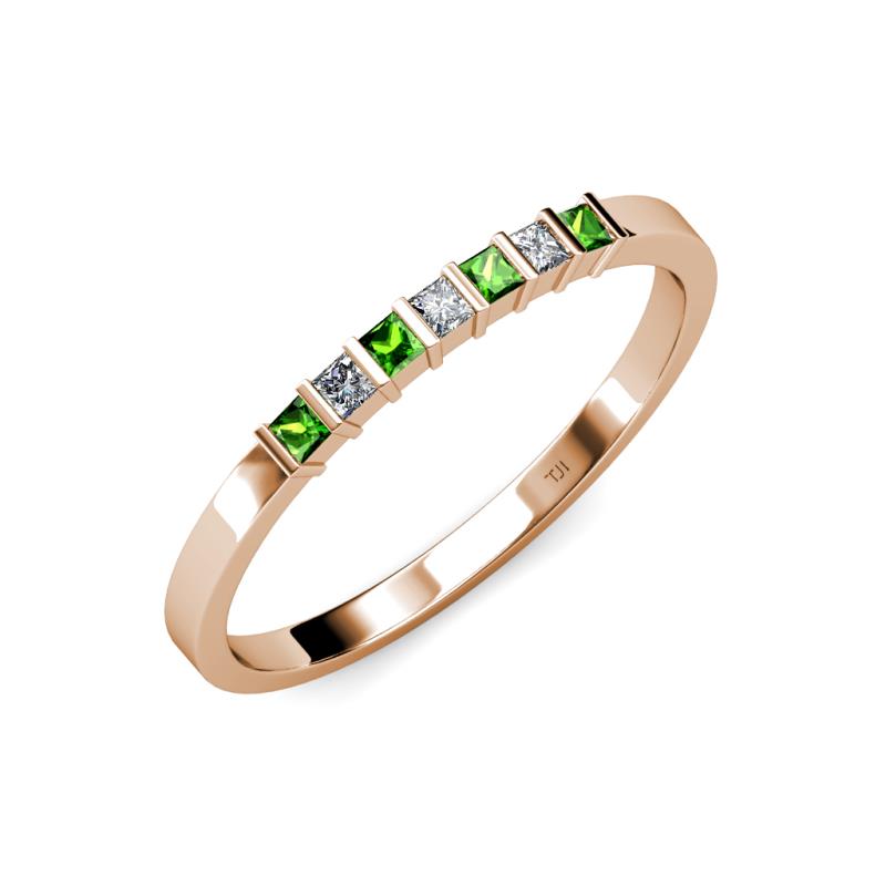 Abila Green Garnet and Diamond Wedding Band 