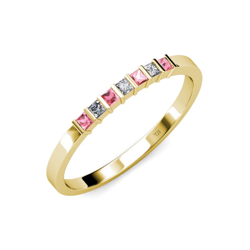 Abila Pink Tourmaline and Diamond Wedding Band 