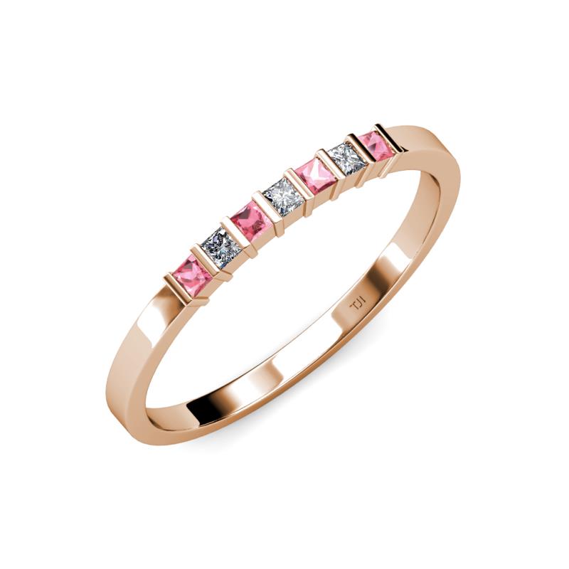 Abila Pink Tourmaline and Diamond Wedding Band 
