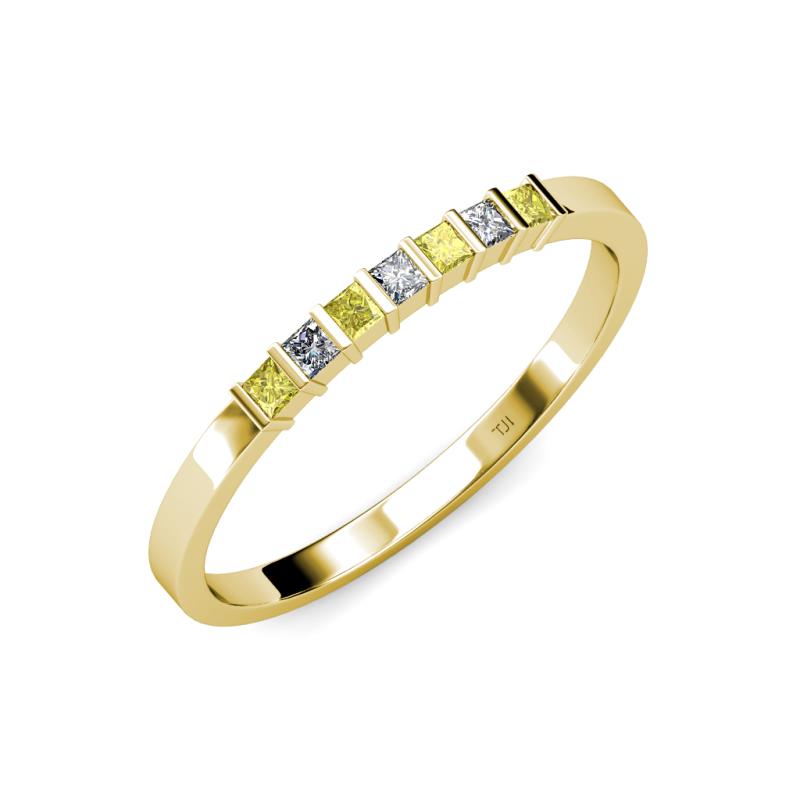 Abila Yellow and White Diamond Wedding Band 