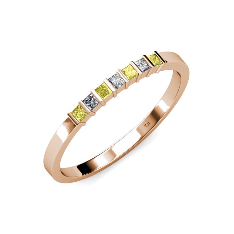 Abila Yellow and White Diamond Wedding Band 