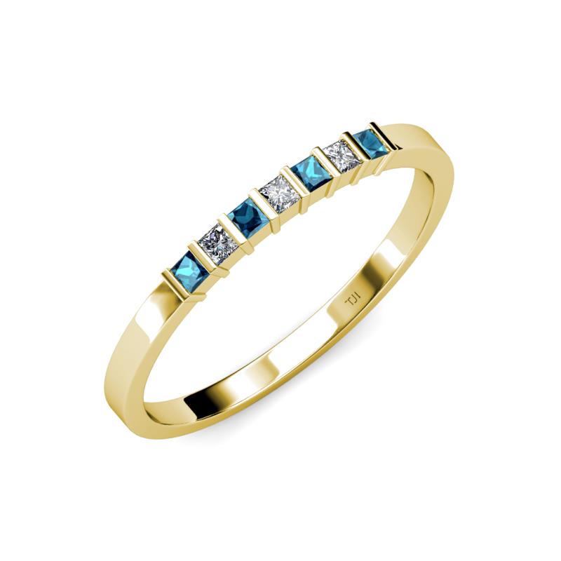 Abila Blue and White Diamond Wedding Band 