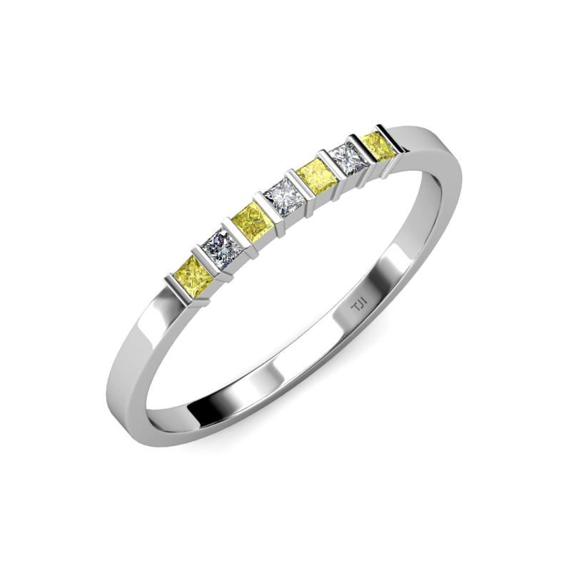 Abila Yellow and White Diamond Wedding Band 