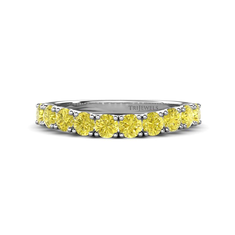 Zevara 1.00 ctw Round Yellow Diamond Women Stackable Curved Wedding Band 