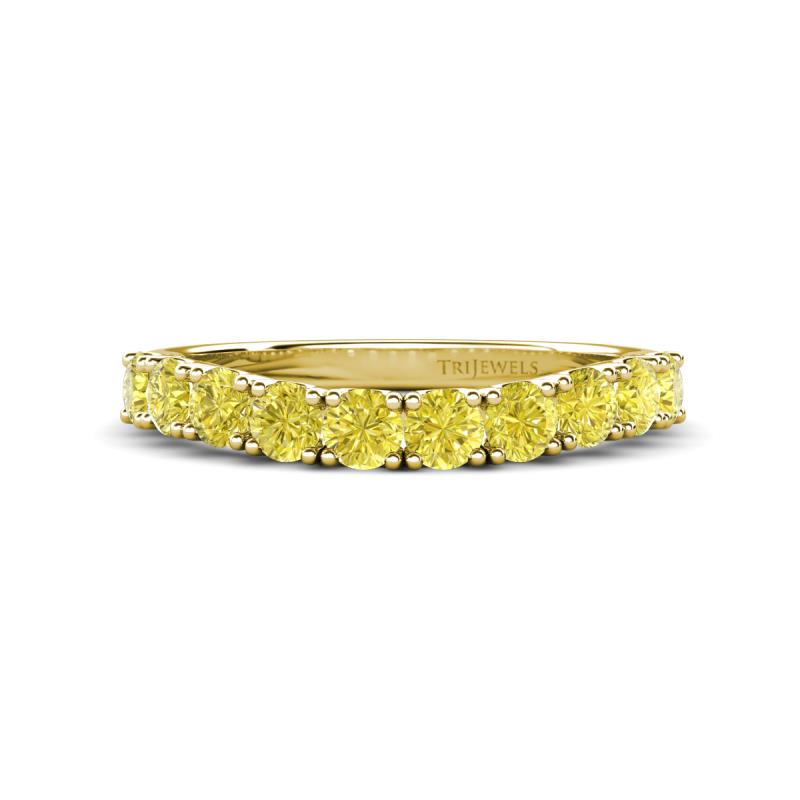 Zevara 1.00 ctw Round Yellow Diamond Women Stackable Curved Wedding Band 