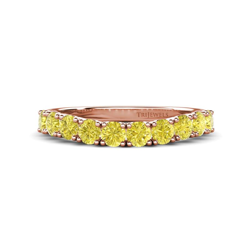 Zevara 1.00 ctw Round Yellow Diamond Women Stackable Curved Wedding Band 