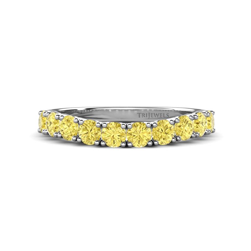 Zevara 1.10 ctw Round Yellow Sapphire Women Stackable Curved Wedding Band 